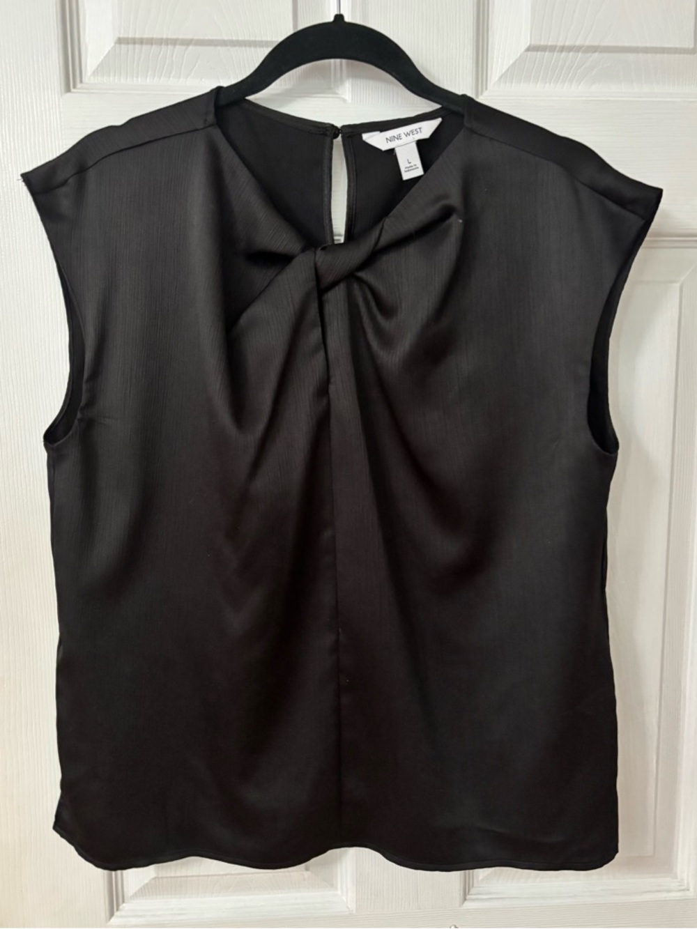 Nine West Black Twist-Front Sleeveless Blouse